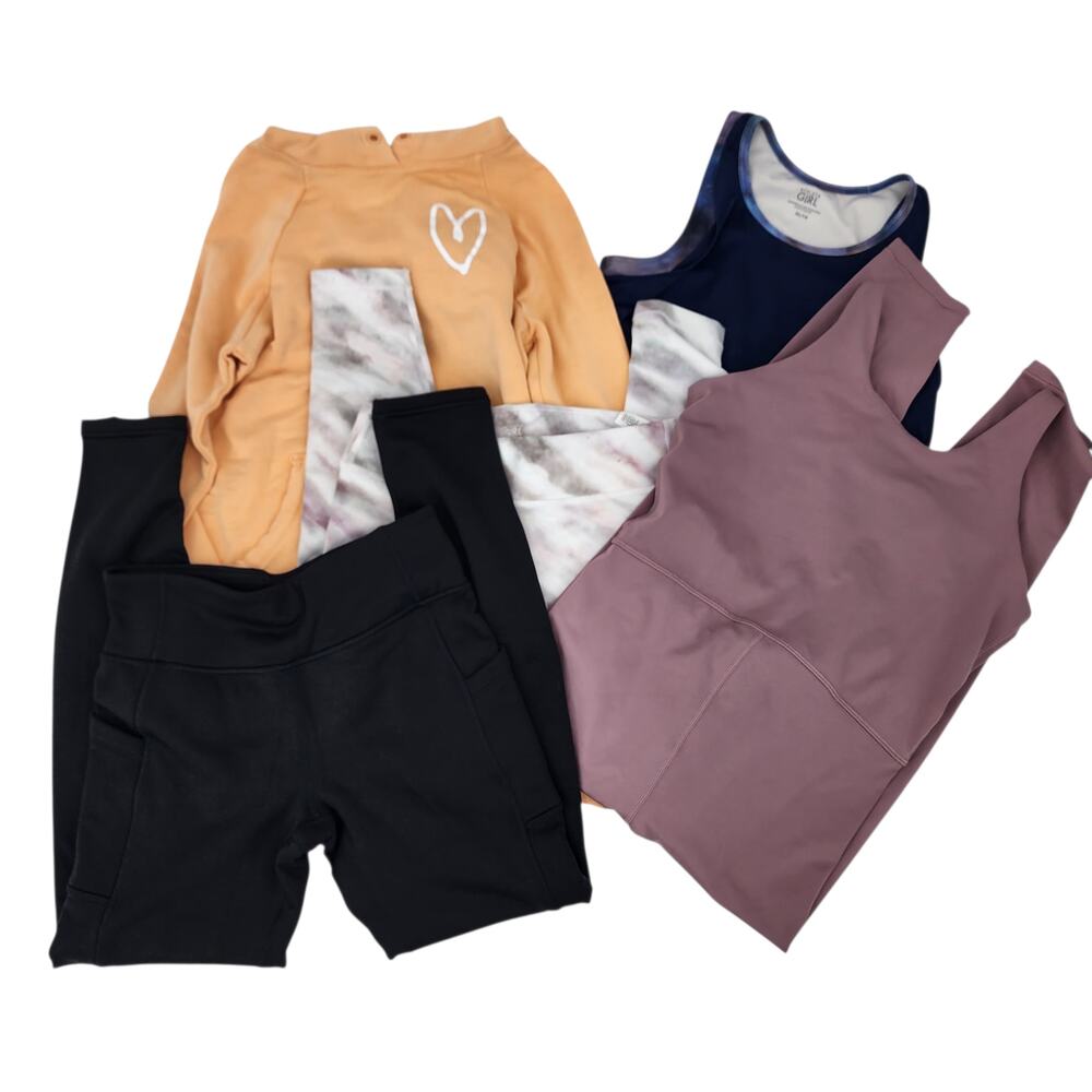 5 PC Lot Bundle Athleta Girl Tank Top, Leggings, Bodysuit & Hoodie Size XL/14